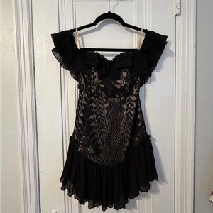 Elegant Black Ruffled Mini Dress